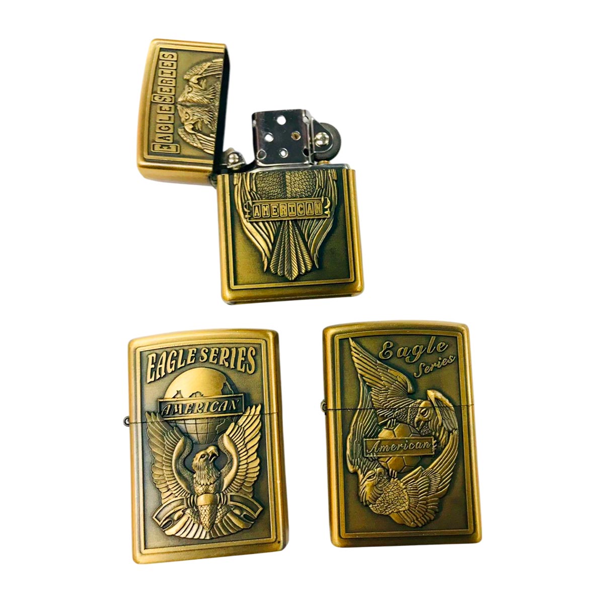 Encendedor x4 Mecheros Metálicos Vintage Recargable ENC04