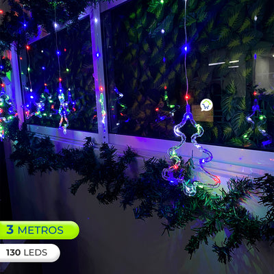 Cortina Intercalada de Arboles y Estrellas 3 M 130 LEDS Decoración Navidad 173