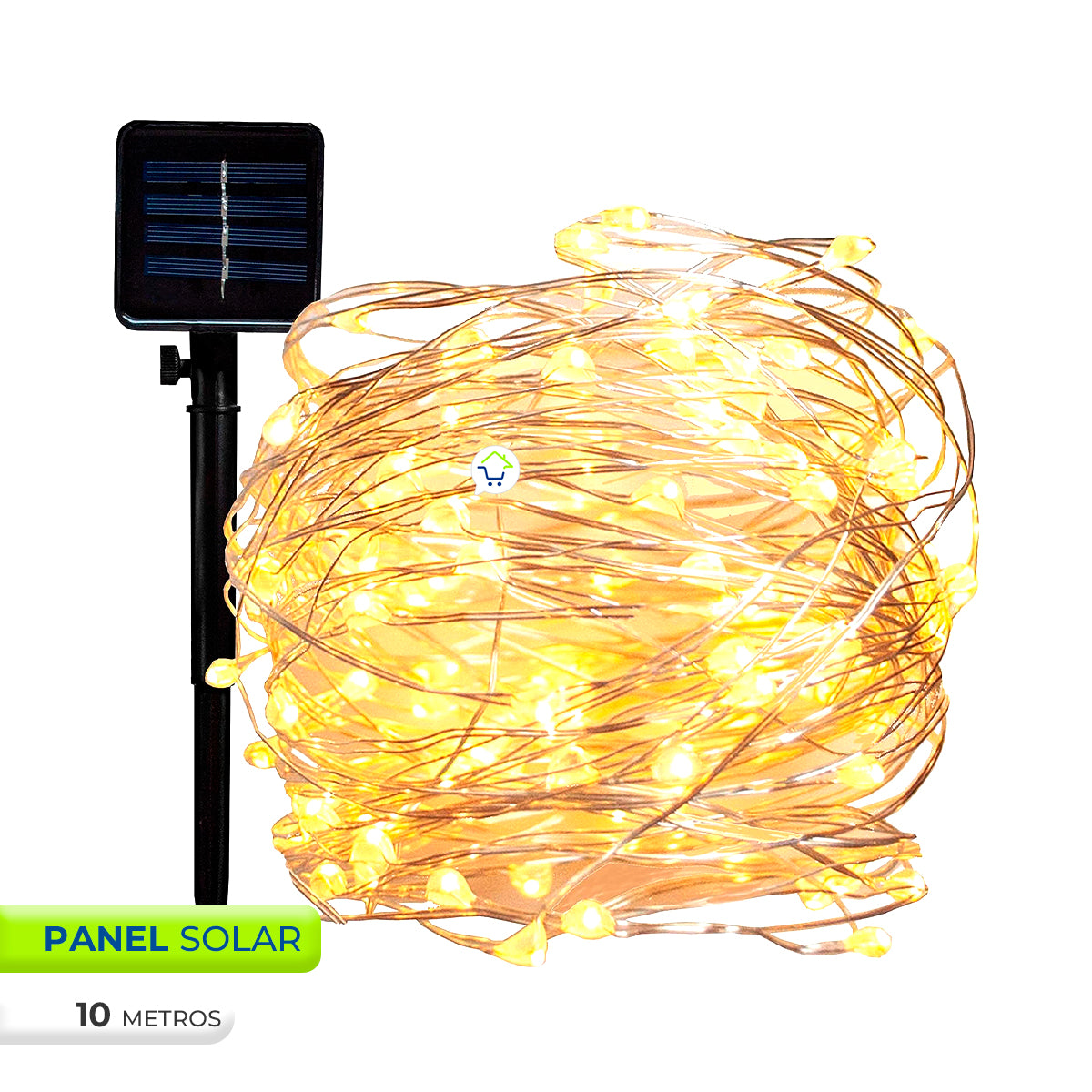 Luz Micro Led Alambre Con Panel Solar 100 LEDS De 10 M Impermeables AS100N