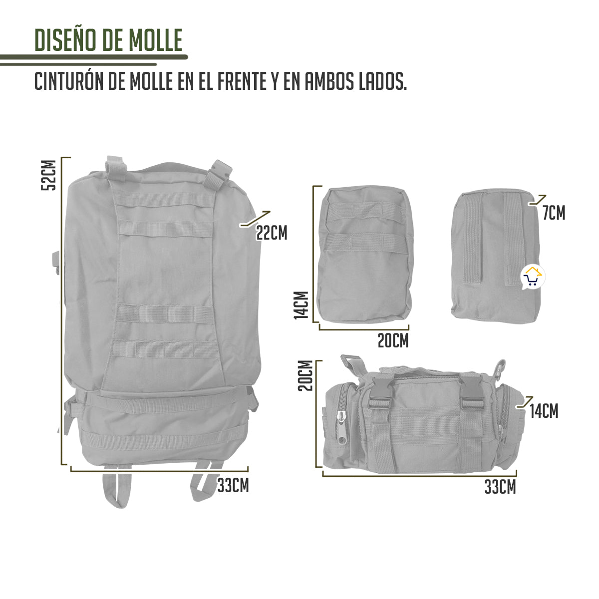 Morral Militar Grande 56 Litros Táctico Asalto Camping MM238