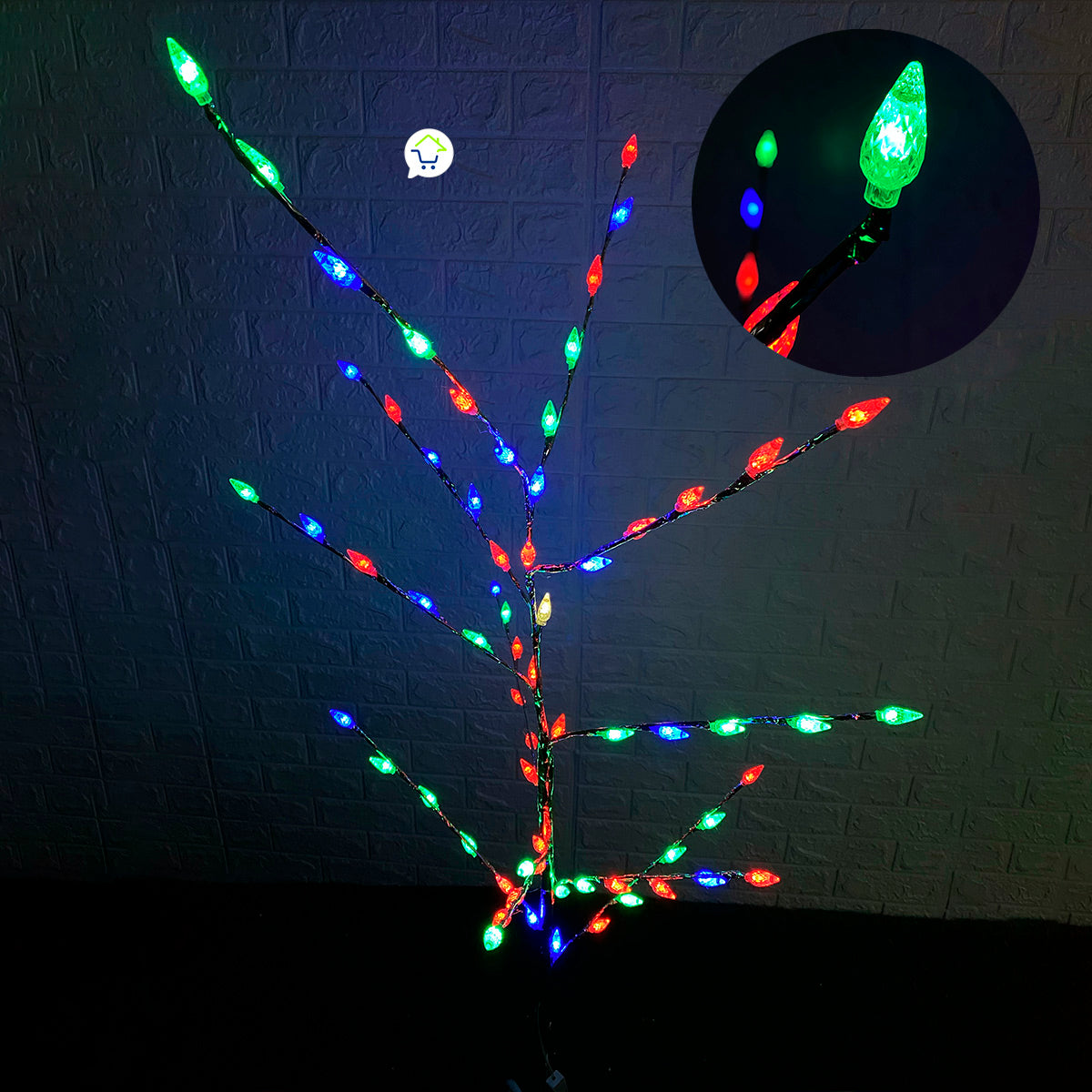 Árbol De Navidad Ramas LED Minimalista Chamizo Decoración Multicolor YG127M