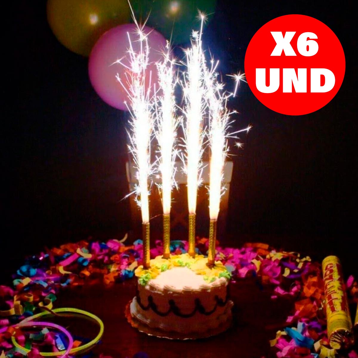 Velas Volcán Mágicas X6 Para Cumpleaños 1 Minuto WF9012