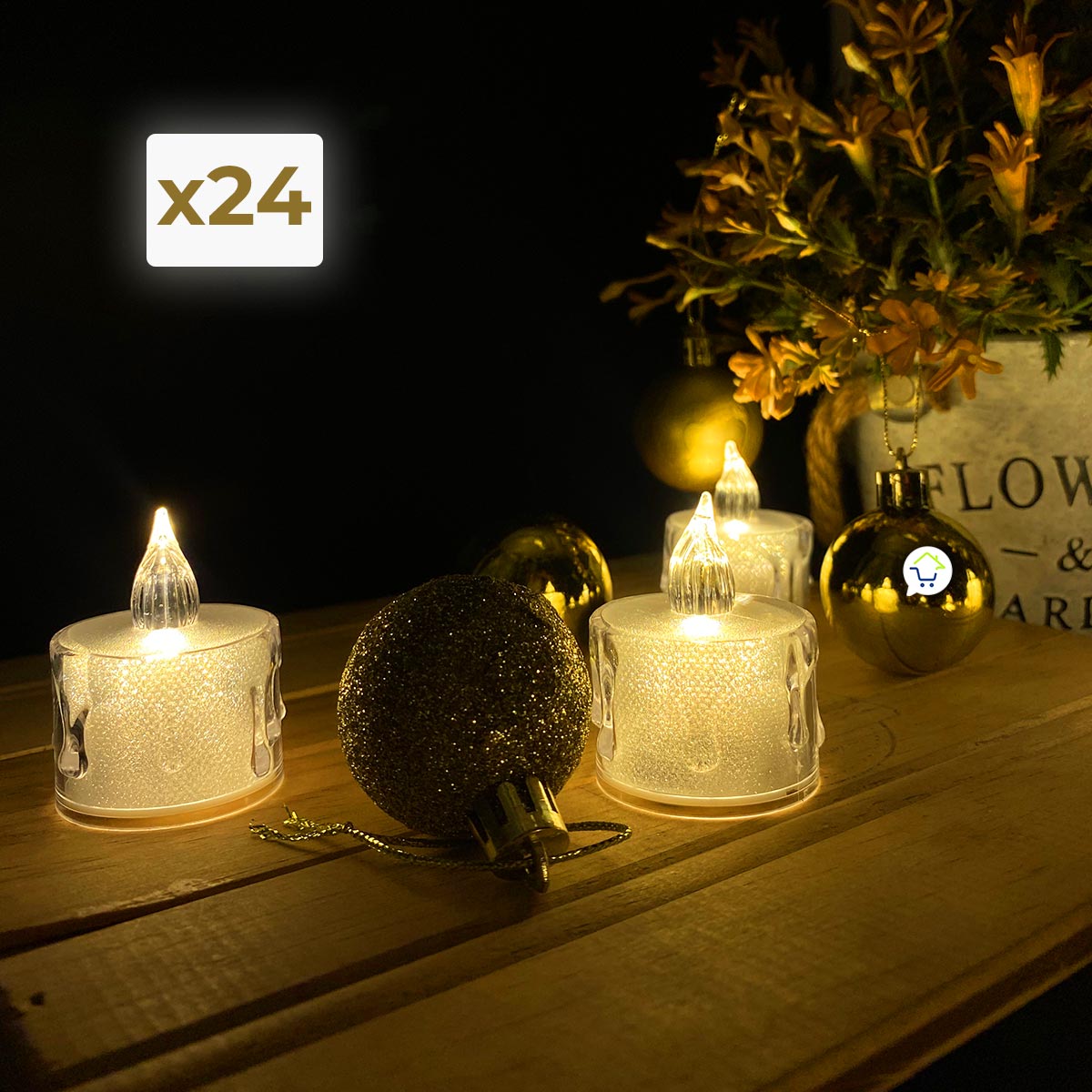 Velas Led X24 Efecto Cristal Decoración Hogar 🕯️ SLT20501