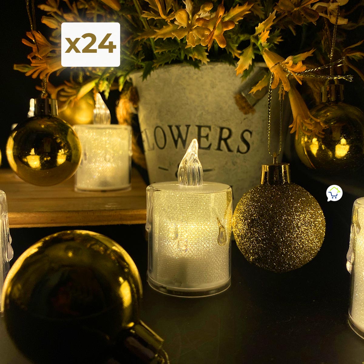 Velas Led X24 Efecto Cristal Decoración Hogar 🕯️ SLT20501