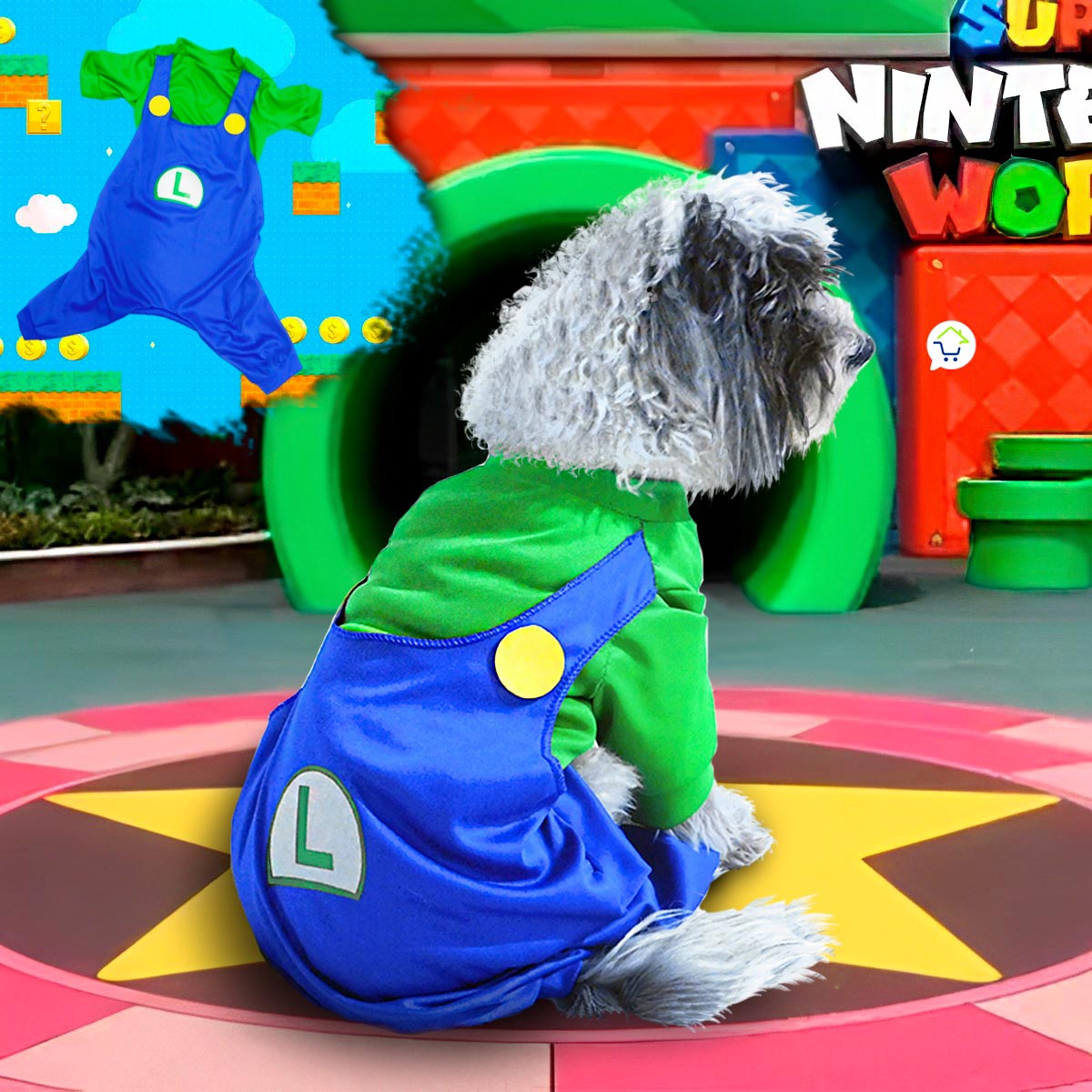 Disfraz Luigi Para Perro Gato Mascotas  Halloween GD01LUIG