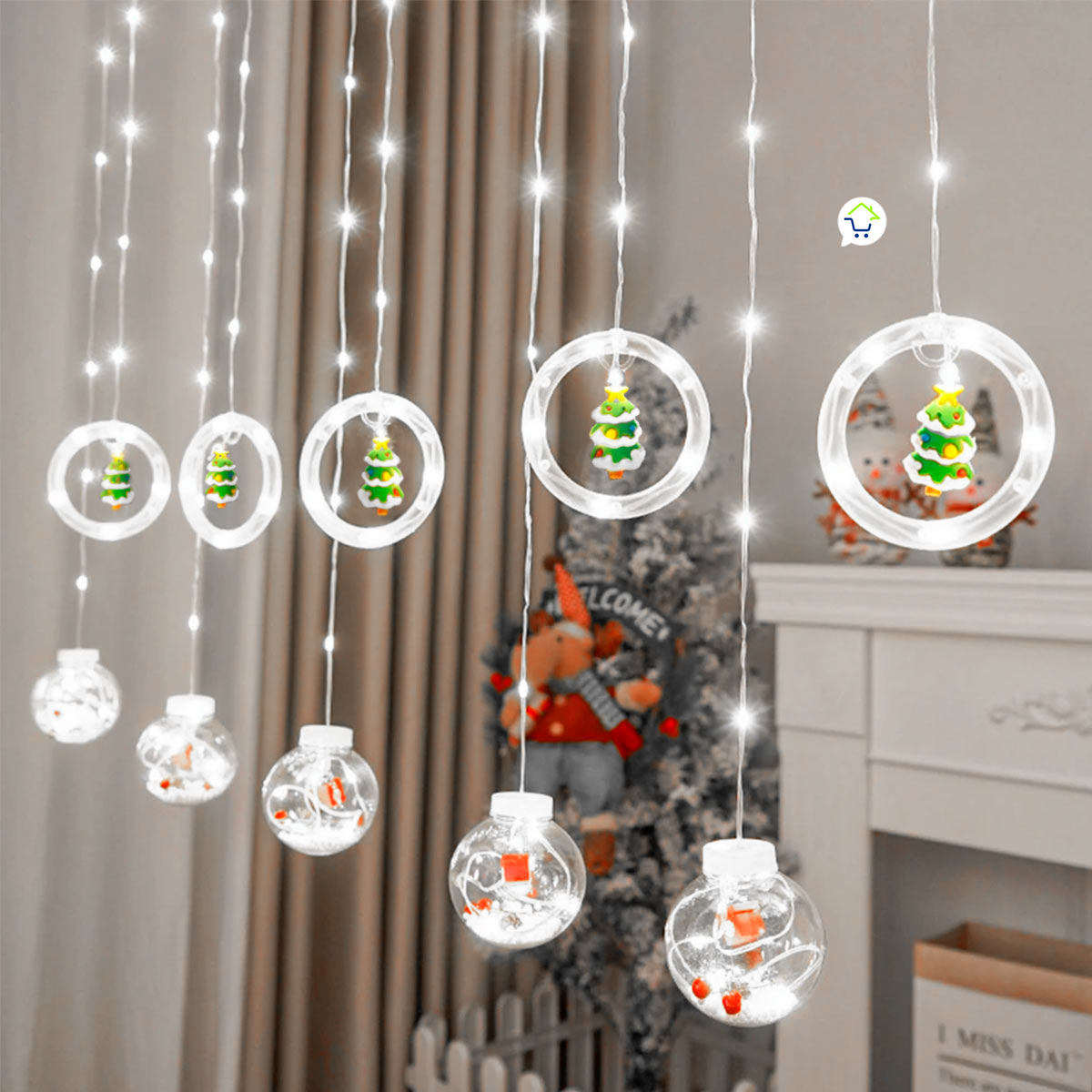 Cortina intercaladas 3 M Bolas Mágicas Navideñas JTX22-2-W