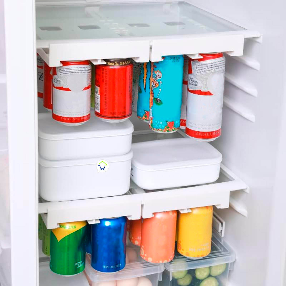 Organizador De Bebidas X2 Latas Nevera Ahorra Espacio Refrigerador CENC-042X2
