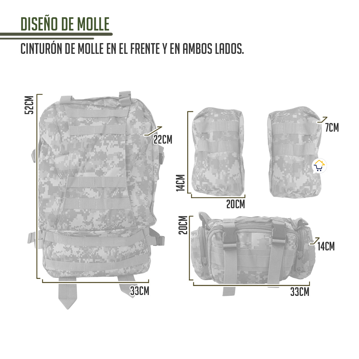 Morral Militar Grande 56l Táctico Camuflado Camp 238