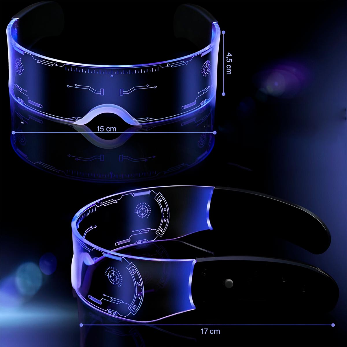 Gafas LED Luminosas Futuristas Luz de 7 Colores Para Fiesta OF-1455