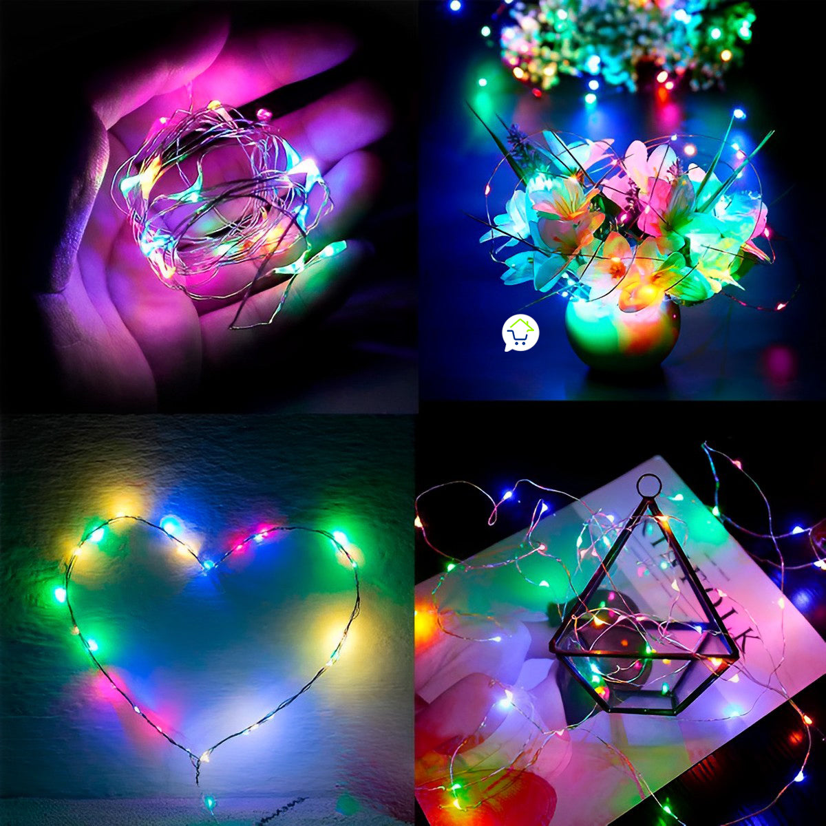 Luces Micro Led Pila Decoración Luz Navidad X 50 Luces Multicolor TX50B-C