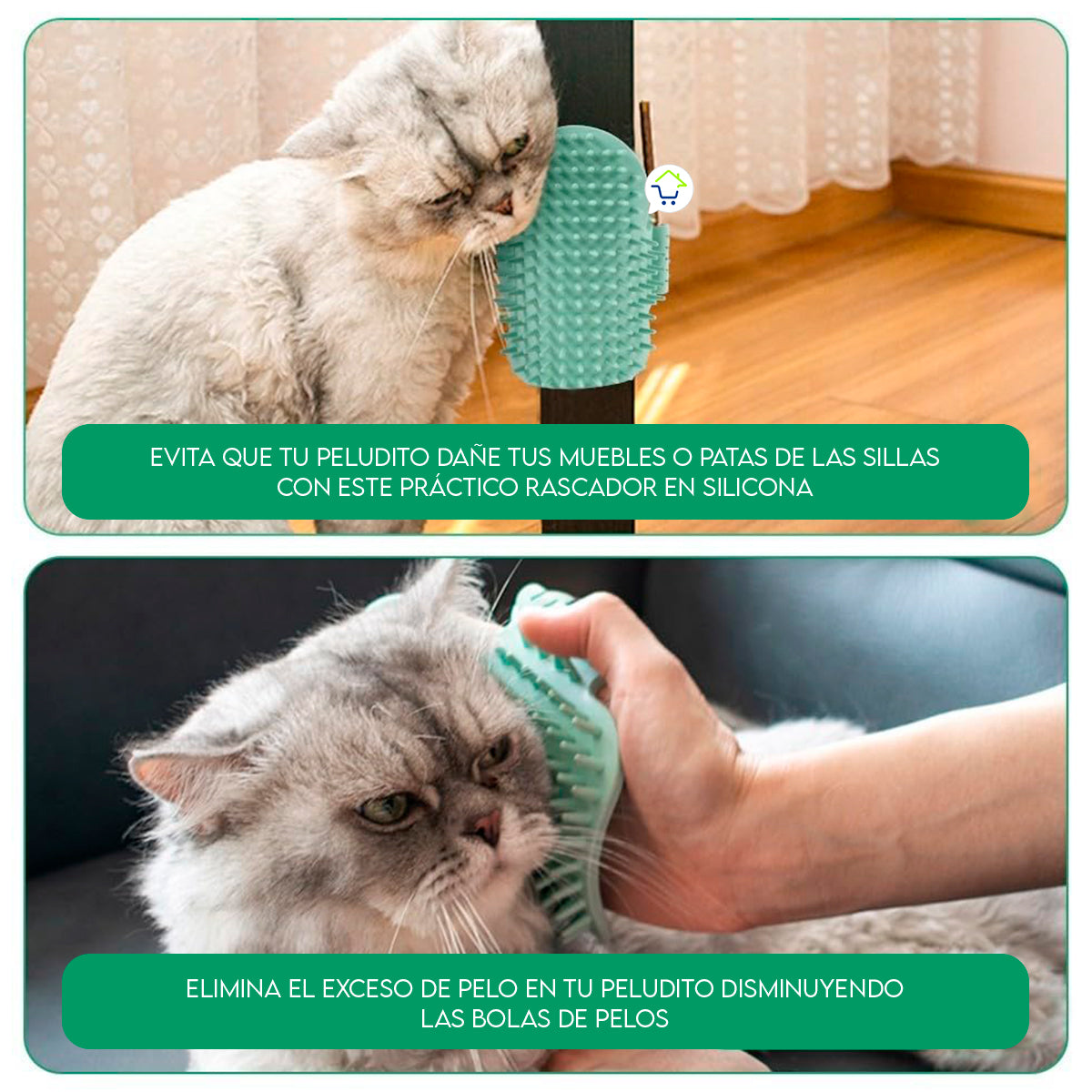 Rascador Quita Pelos Para Gato Flexible 2 en 1 Cepillo Masajeador Elimina Estrés CENC-015