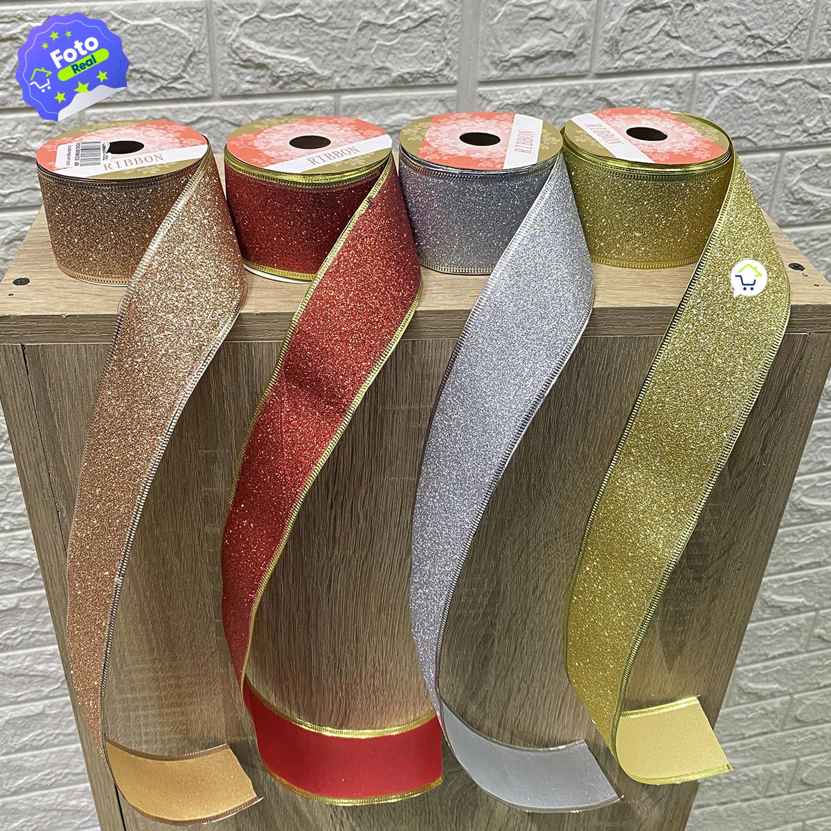 Cintas Decorativa Navideña Glitter x5 Rollos 9.15M CH23-2
