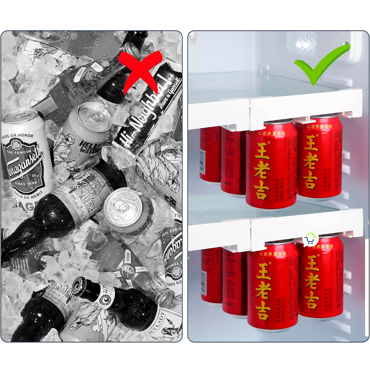Organizador De Bebidas X2 Latas Nevera Ahorra Espacio Refrigerador CENC-042X2