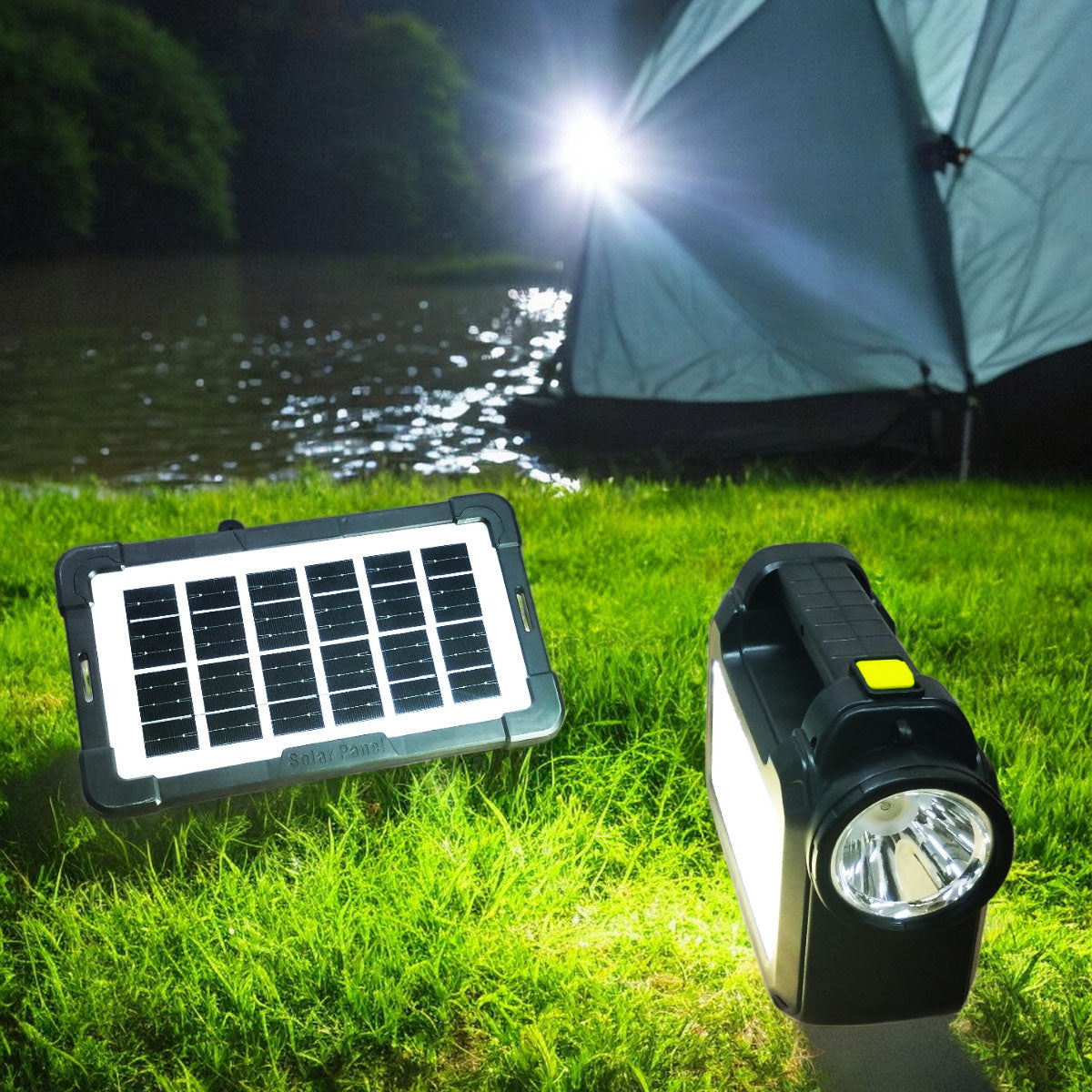 Kit Panel Solar Lámpara De Emergencia Bombillos Recargable Portátil Camping GD-205