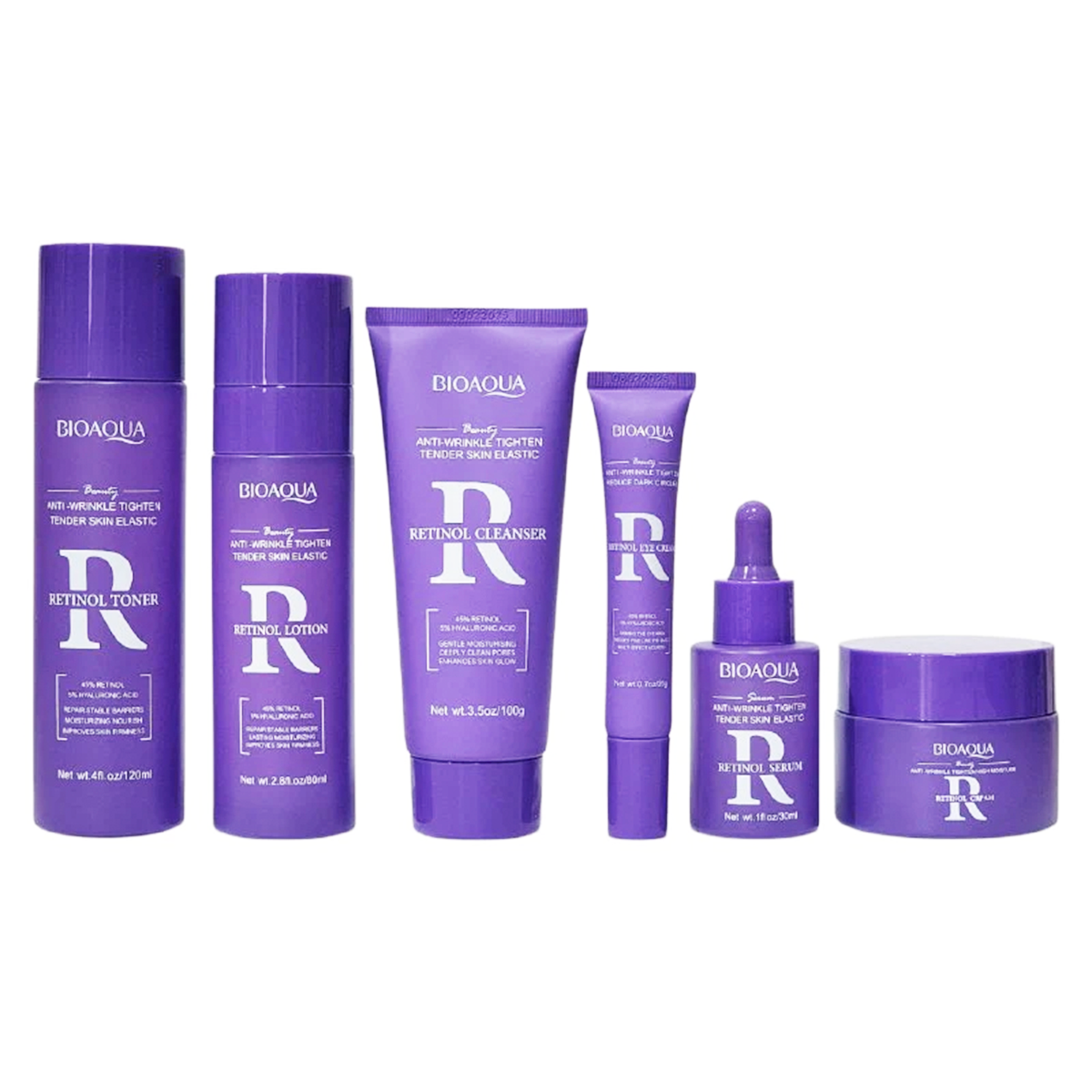 Kit Facial Retinol BIOAQUA 6 Piezas Antiarrugas con Ácido Hialurónico y Niacinamida BQY18816