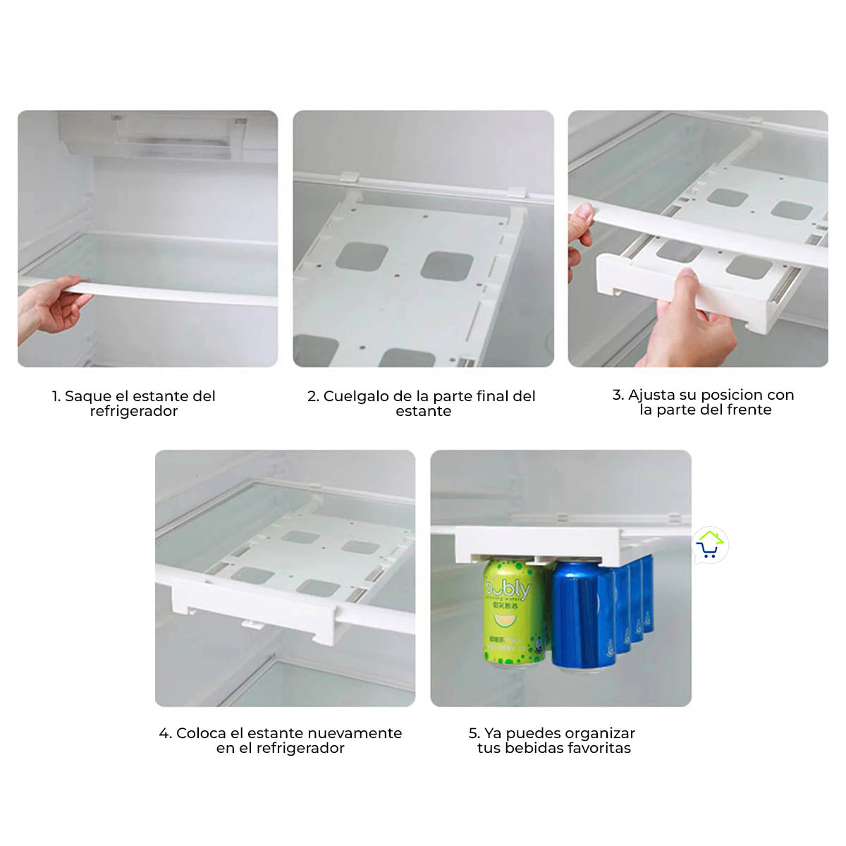 Organizador De Bebidas X2 Latas Nevera Ahorra Espacio Refrigerador CENC-042X2
