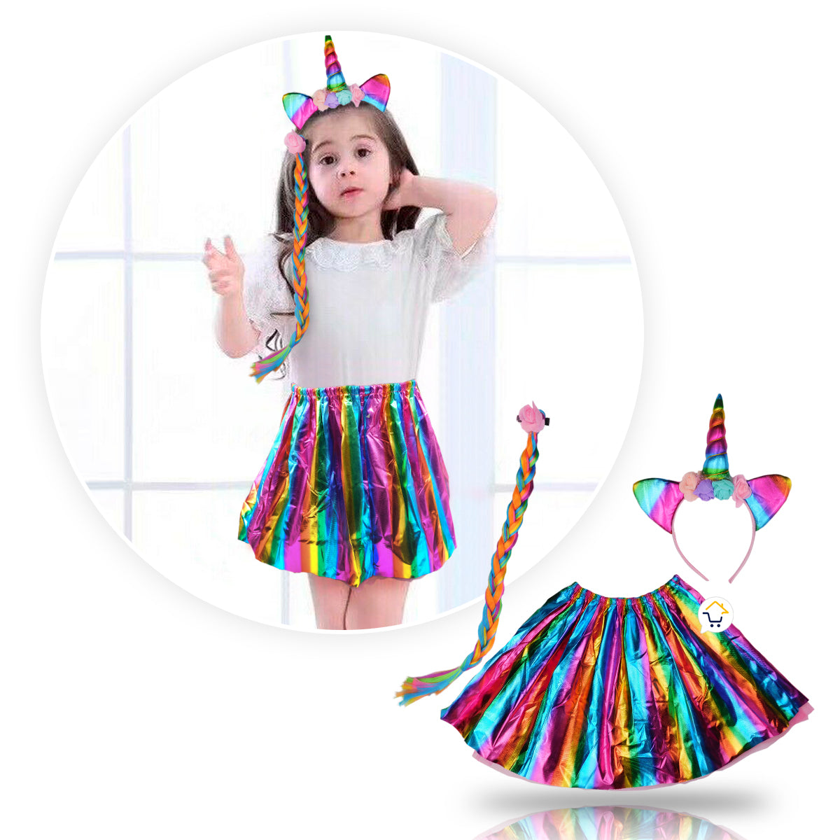 Set Disfraz Unicornio Accesorios Diadema Halloween Niñas Fiesta OF483