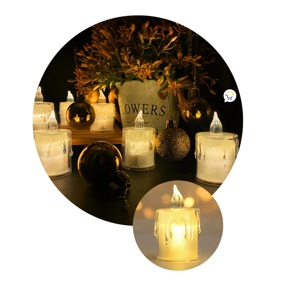 Velas Led X24 Efecto Cristal Decoración Hogar 🕯️ SLT20501