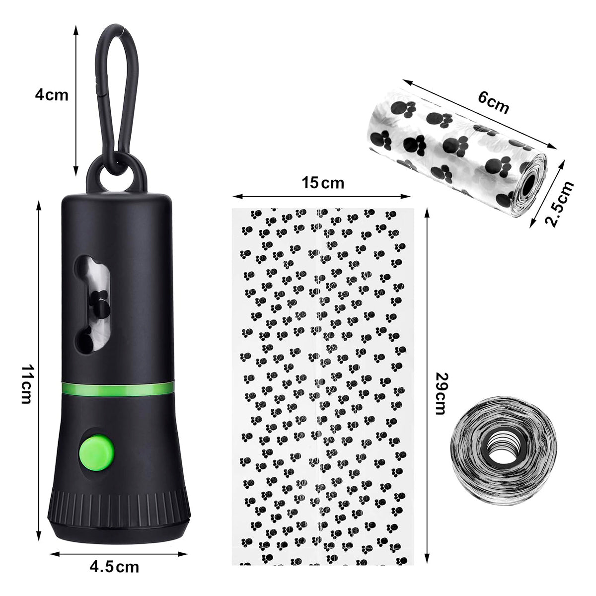 Dispensador De Bolsas Para Perro Con Linterna LED Porta Bolsas 490-215