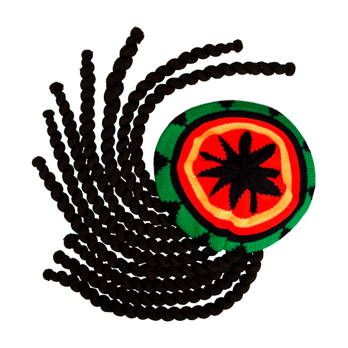 Sombrero Reggae con Rastas Negras Gorro Tejido Unisex Carnaval Halloween MA-110