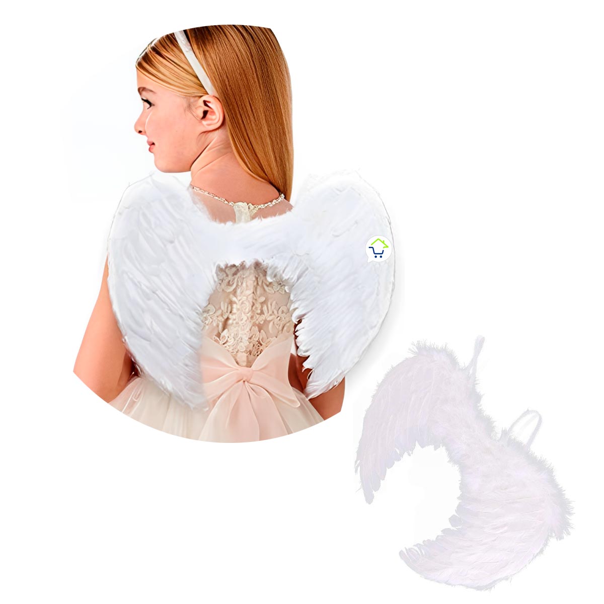 Alas Ángel Pequeñas Blancas Plumas Realistas Disfraz Halloween AF-481