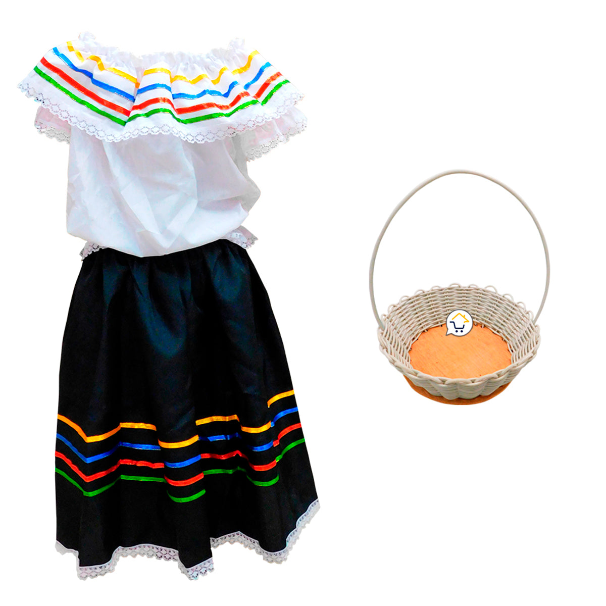 Traje Típico Niña Disfraz Feria Flores x3 Piezas ET00008