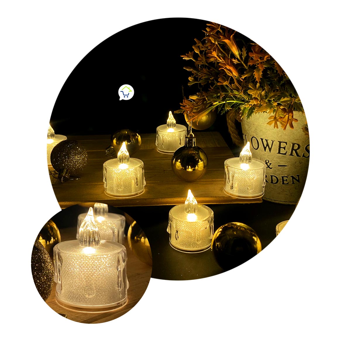 Velas Led X24 Efecto Cristal Decoración Hogar 🕯️ SLT20501