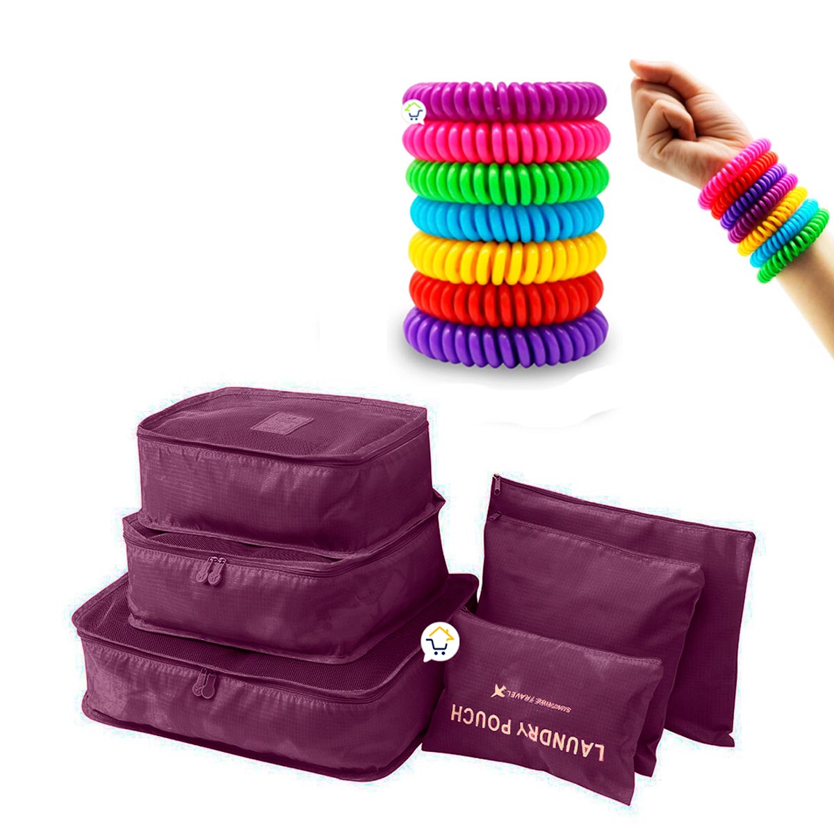 Bolsos Viajeros X6 Organizador Equipaje + Gratis Pulseras Repelente x3 Anti Insectos GM1911-211TV17