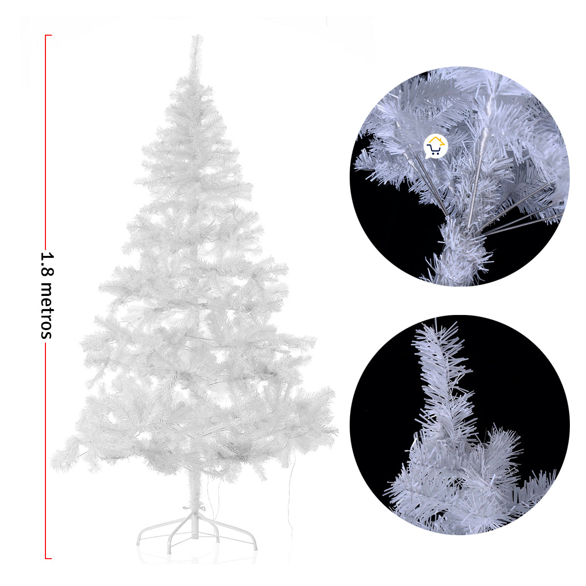 Árbol Navidad Blanco 1.80 M 720 Ramas + Estrella + Base 209