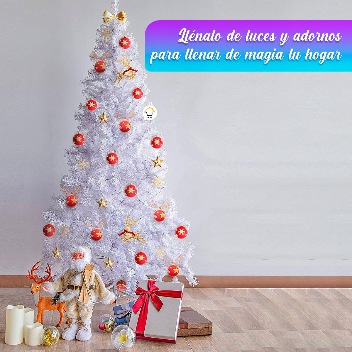 Árbol Navidad Blanco 1.80 M 720 Ramas + Estrella + Base 209