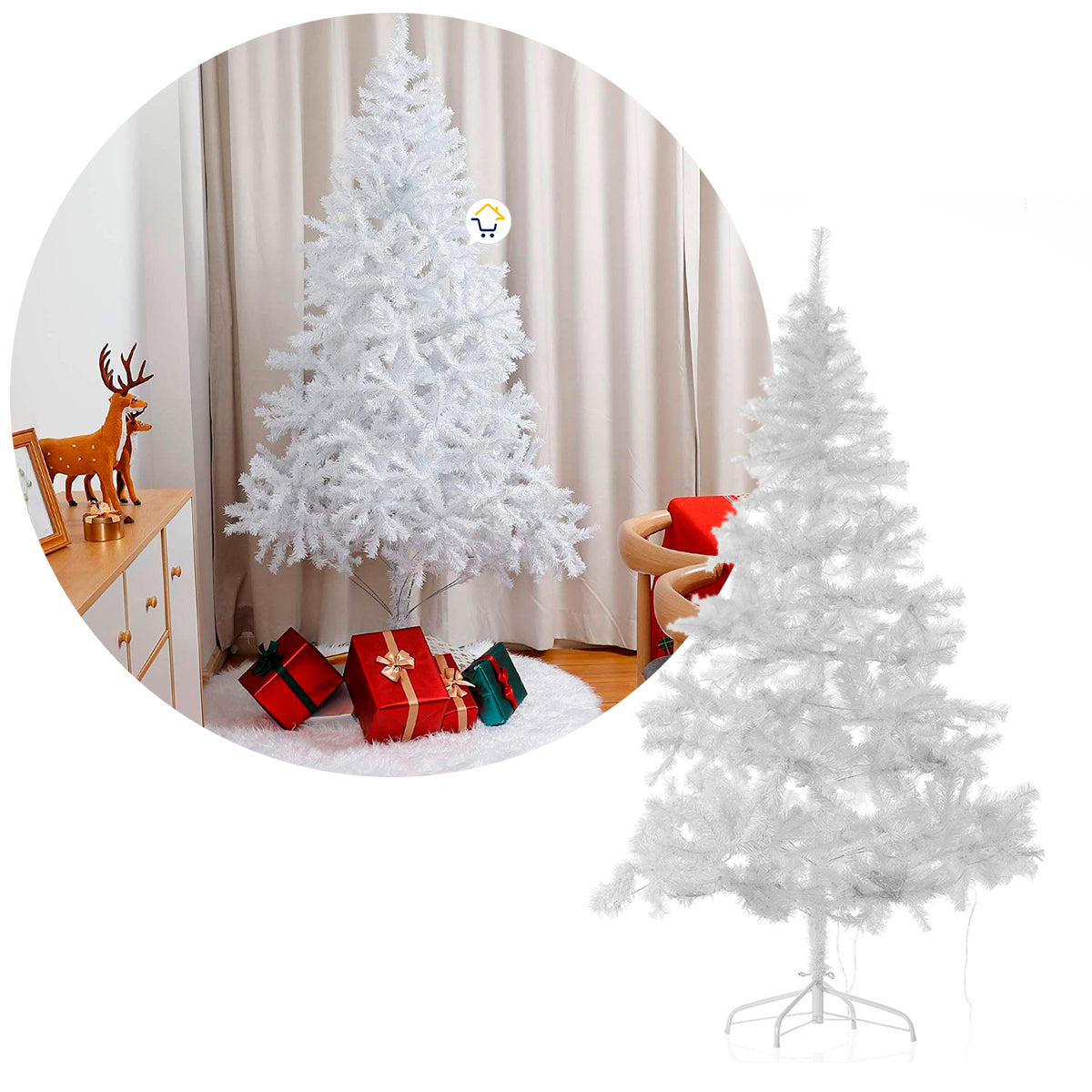 Árbol Navidad Blanco 1.80 M 720 Ramas + Estrella + Base 209