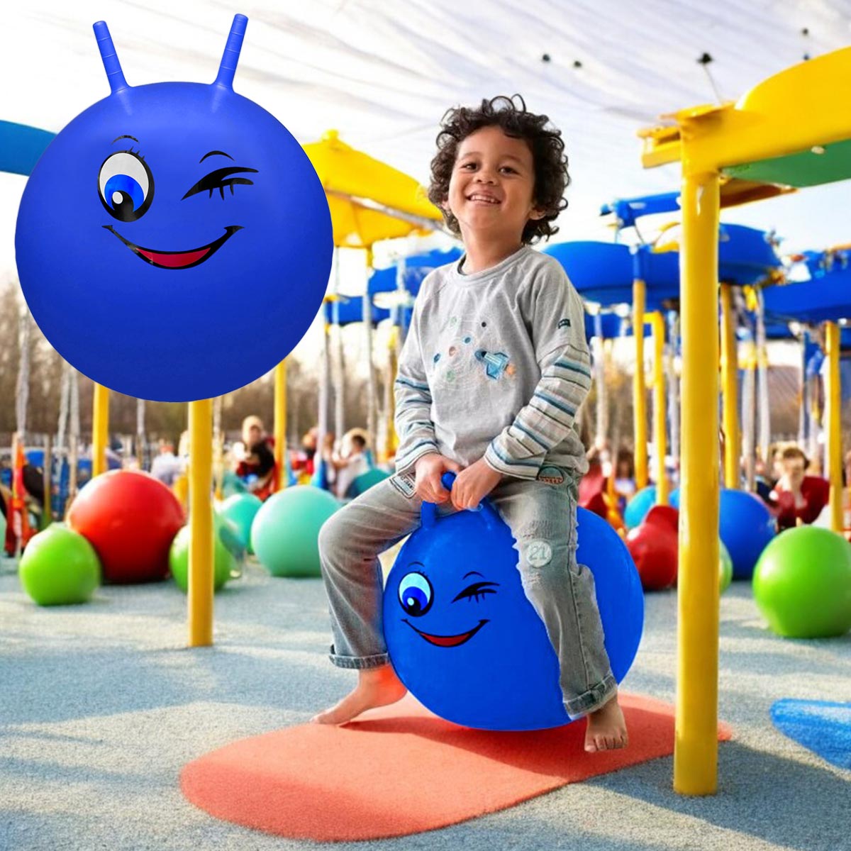 Pelota Canguro Saltarina Inflable Agarradera juguete Montable Infantil