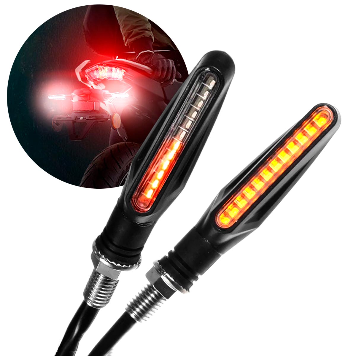 Direccionales LED Secuenciales x2 Moto Trasera o delantera Con Stop CD-391178