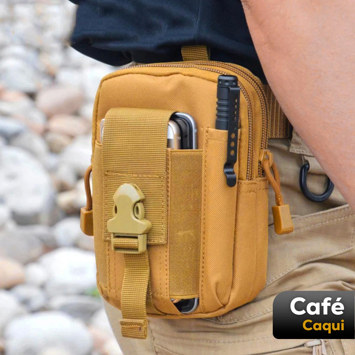 Bolso Táctico Canguro Militar Para Cinturón Estuche Celular MJ357