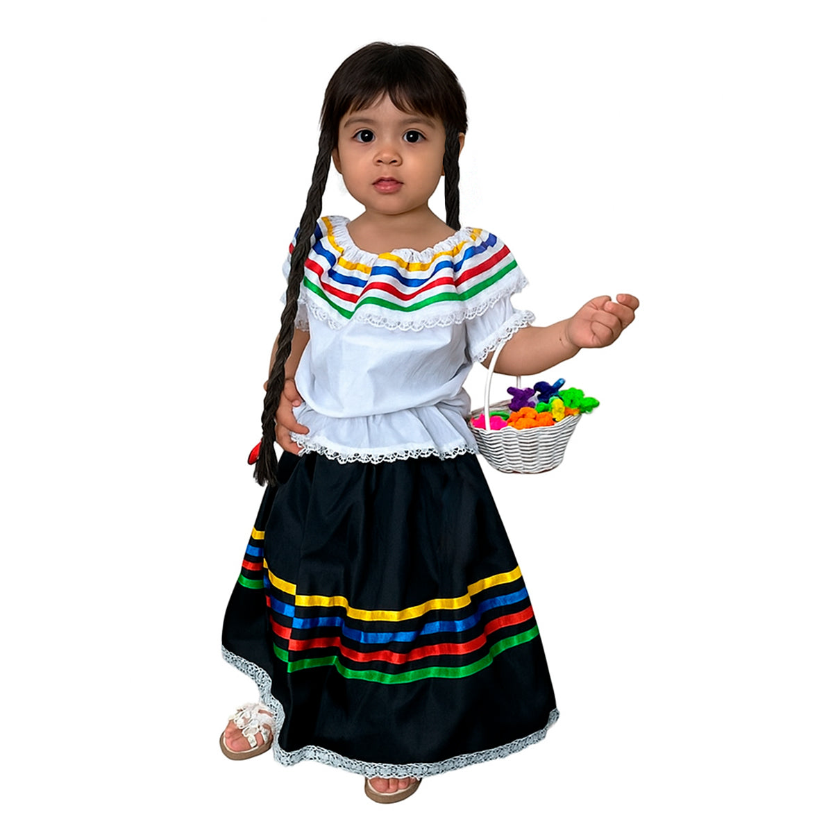 Traje Típico Niña Disfraz Feria Flores x3 Piezas ET00008