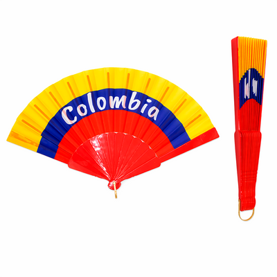 Abanico Plegable X3 Tricolor Colombia para Eventos Fútbol y Carnaval ABR02