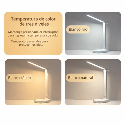 Lámpara de Escritorio LED Recargable Táctil Plegable con Soporte para Celular MS-1002