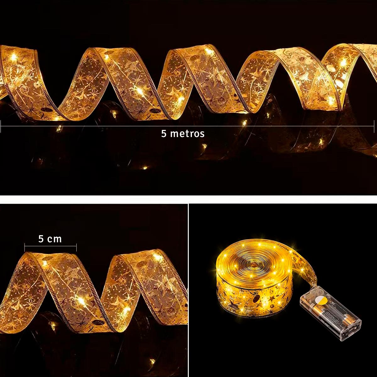Cinta Navideña Con Luces LED Inalámbrica 5 M Decorativa C2019