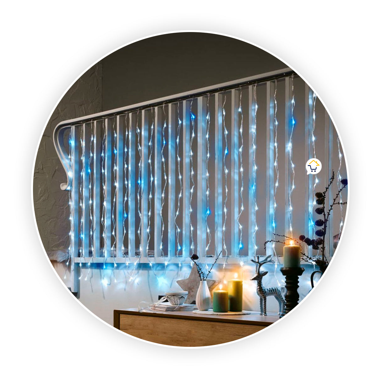 Cortina Luz LED 9x1M 360L Destellos Extensión Navidad 1341B