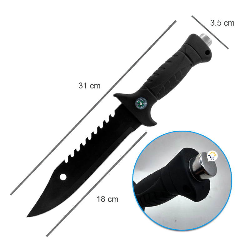 Cuchillo Táctico Camping Supervivencia Pesca + Estuche Rambo