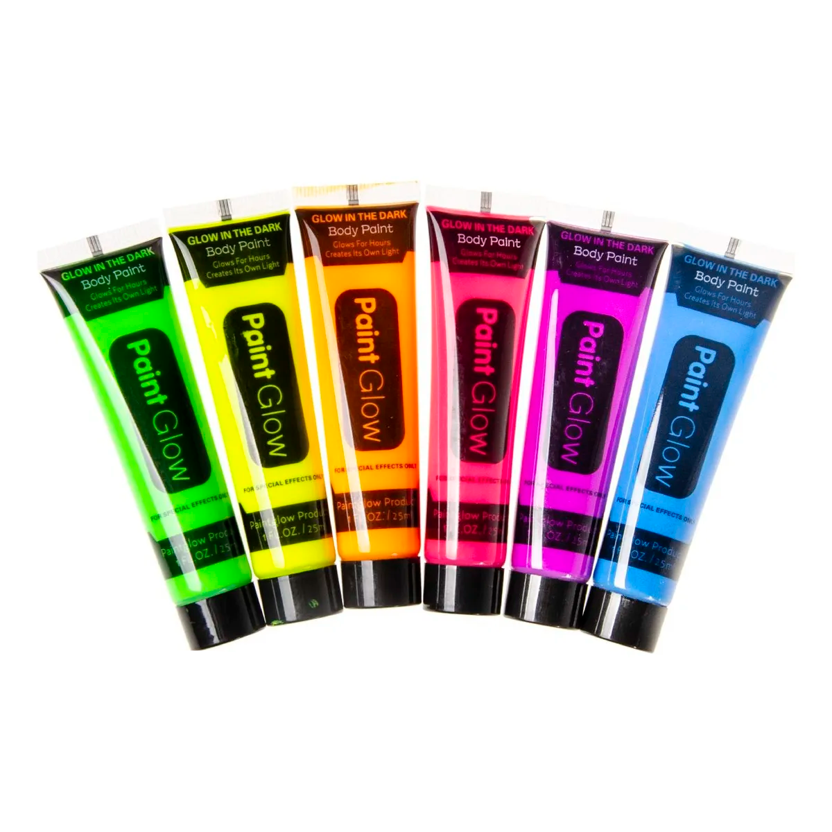 Pintura Neón X6 Tubos 14ml Maquillaje Rostro Y Cuerpo Fiestas Halloween KL1027-11