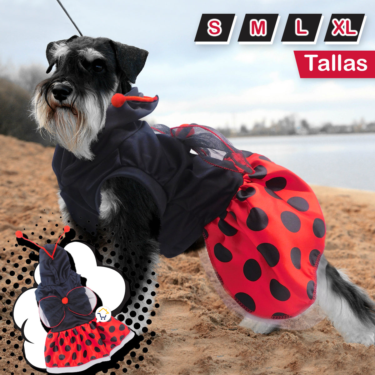 Disfraz Para Mascotas De Mariquita Halloween Perro Gato GY002MR