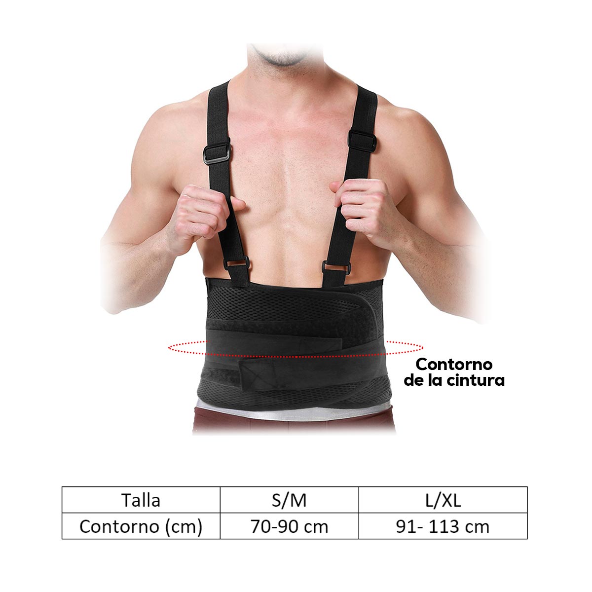 Faja De Fuerza Lumbar Cinturón Seguridad Trabajos Pesados Tirantes Ajustables RF 010