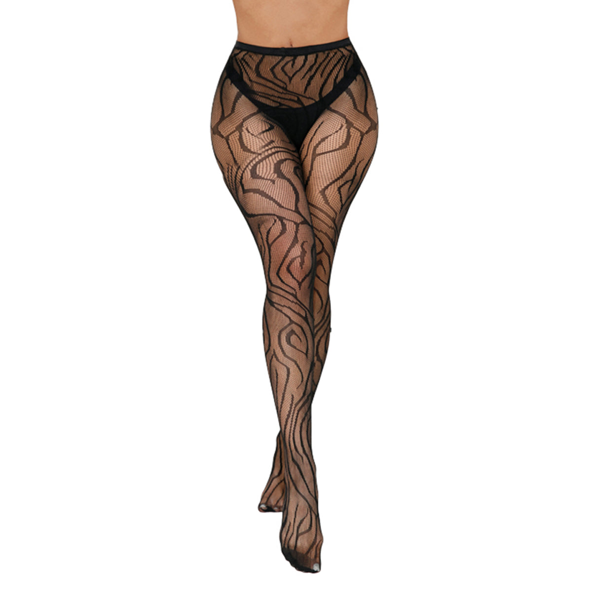 Panty Media Negras Diseño Abstracto Tribal Minimalista Moda Halloween WW1012-4