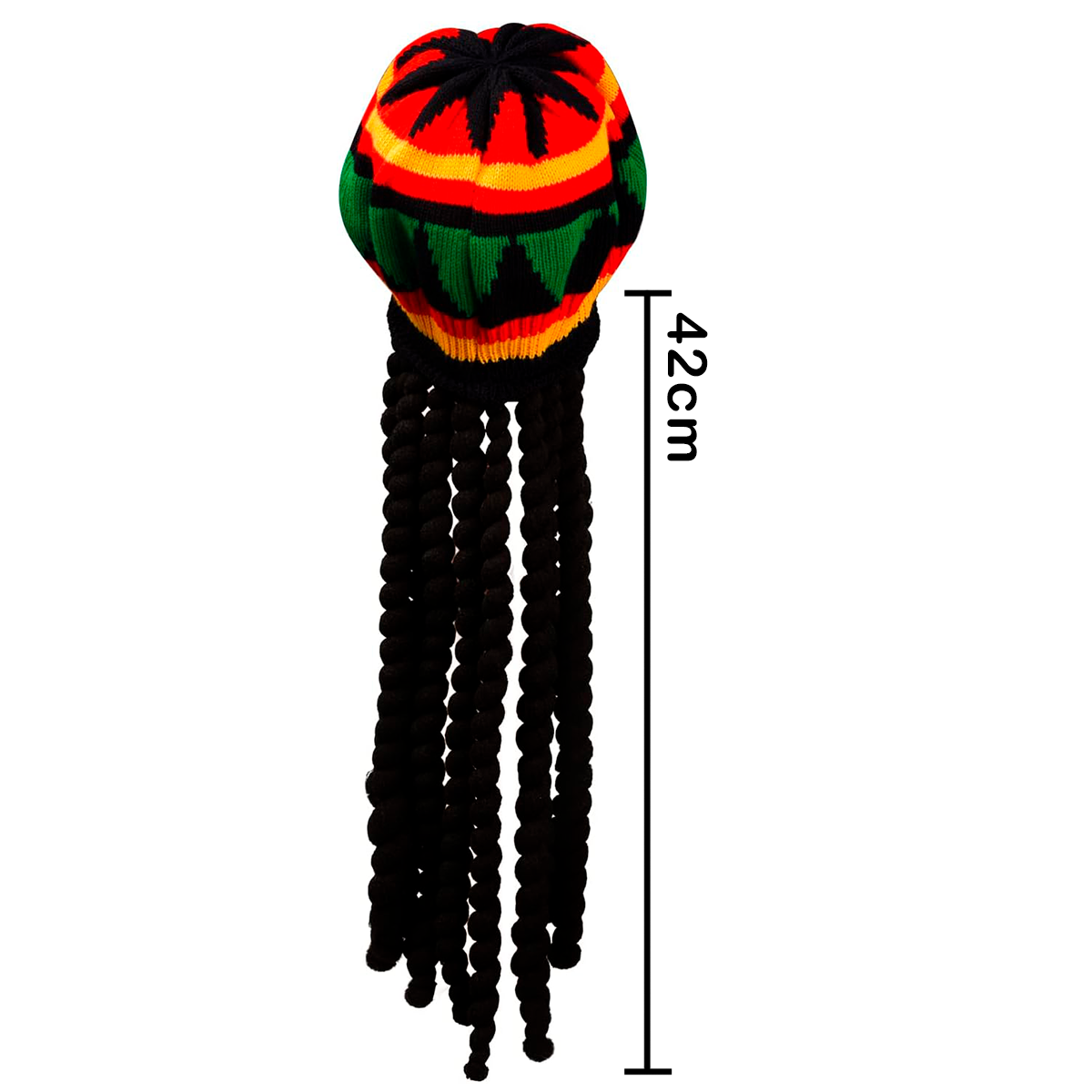 Sombrero Reggae con Rastas Negras Gorro Tejido Unisex Carnaval Halloween MA-110
