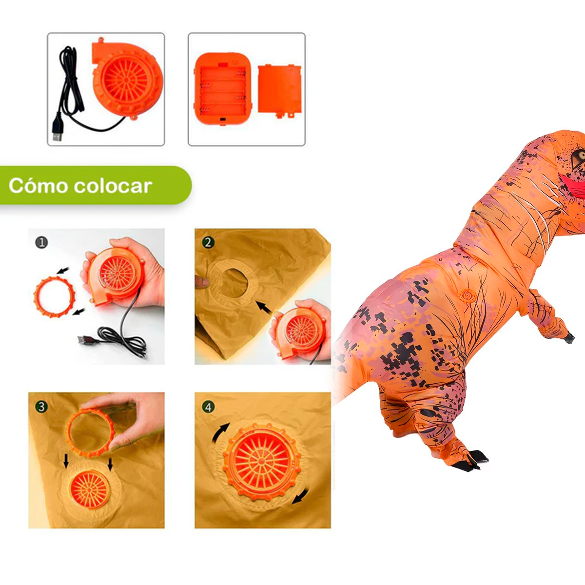 Disfraz Inflable Dinosaurio T-Rex Gigante Jurassic World Infantil MA-899