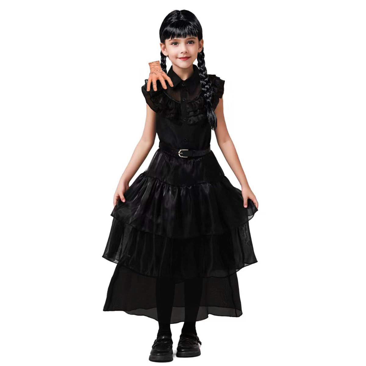 Disfraz Merlina para Niñas Vestido Gótico Halloween Cosplay AX001