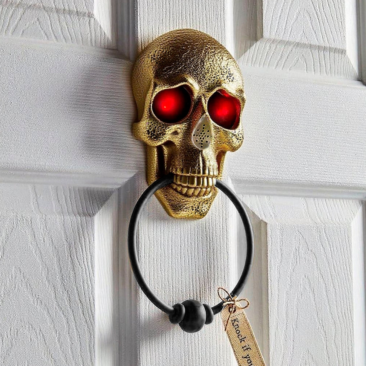 Timbre Halloween Calavera Con Ojos LED Sonido Espeluznante Decoración Puerta AX936-3