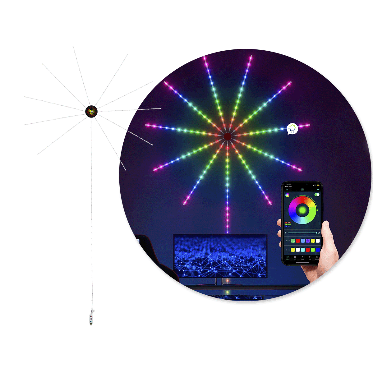 Tira LED Fuegos Artificiales App Bluetooth 130 LED RGB ECC180RGB