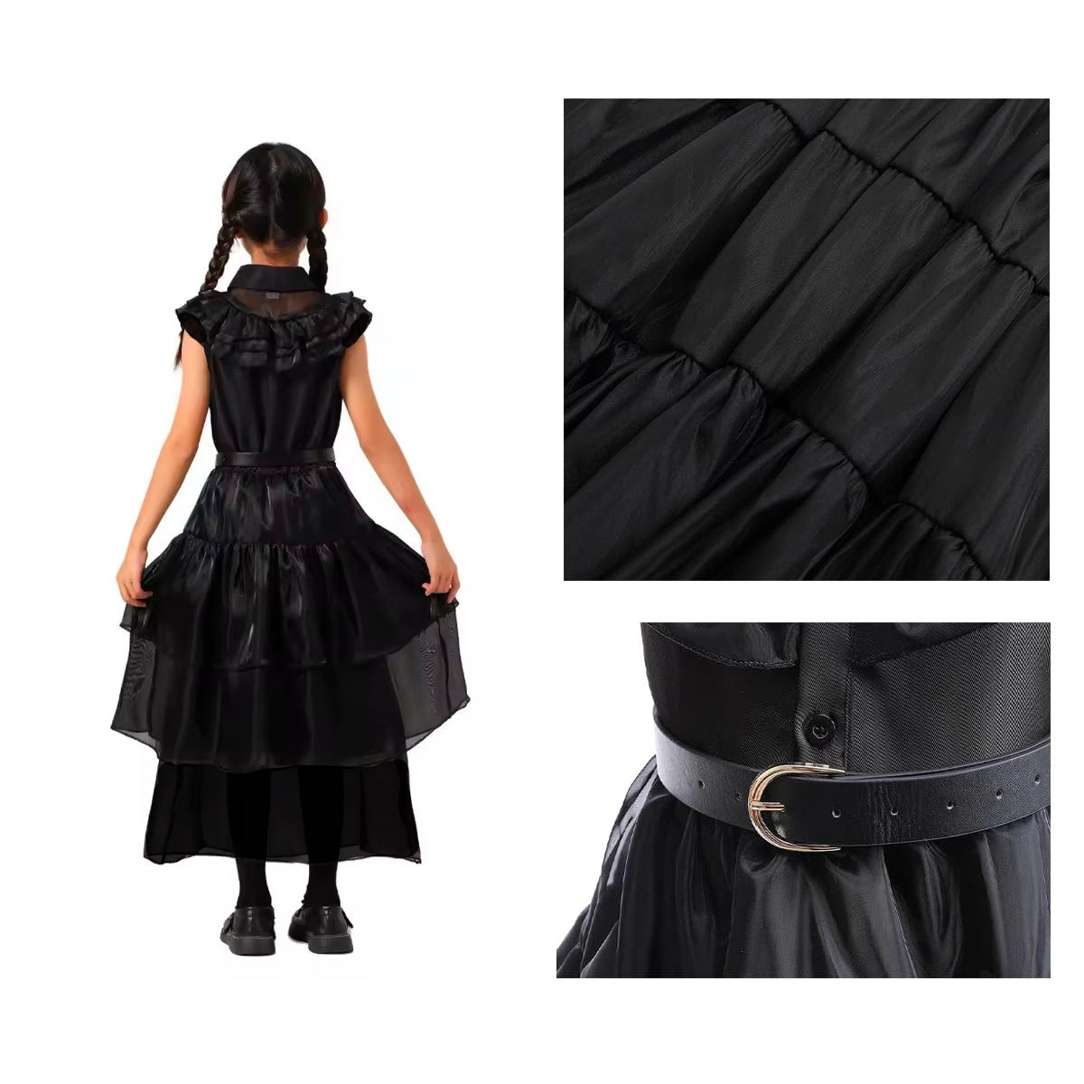 Disfraz Merlina para Niñas Vestido Gótico Halloween Cosplay AX001